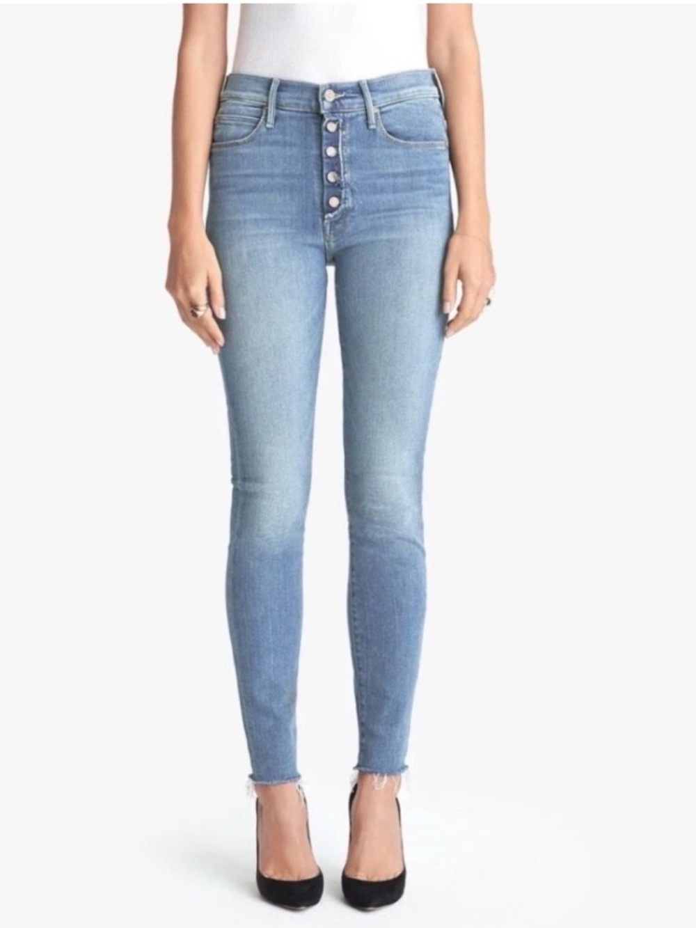 MOTHER The Fly Cut Stunner Ankle Fray Jeans Final Frontier size 26
